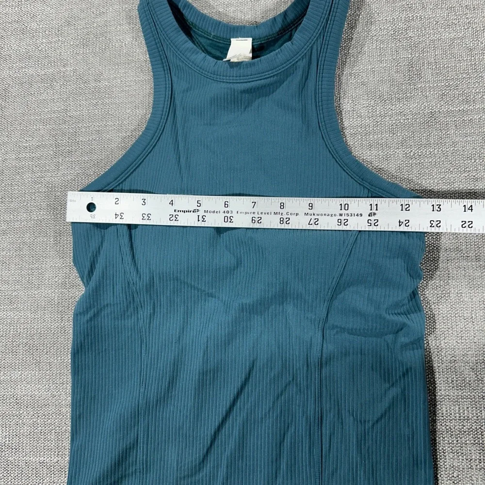 Lululemon Ebb to Street High Neck Crop Tank Size 4 Teal Excellent Ribbed Bra